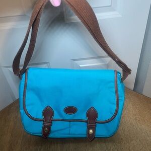 Longchamp Blue Nylon Messenger Bag Lightweight Crossbody Travel
